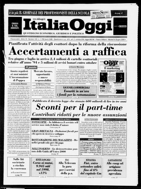 Italia oggi : quotidiano di economia finanza e politica